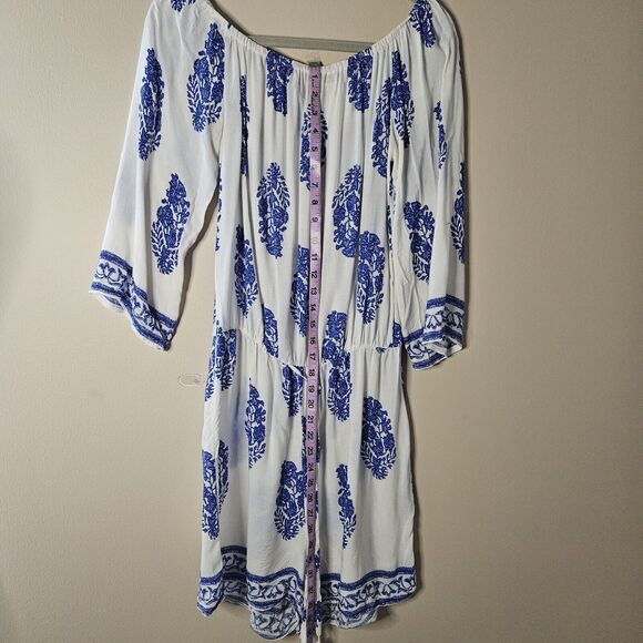 ZANZEA Women Romper Sz Large Off Shoulder Blue & White Shorts - Picture 3 of 8
